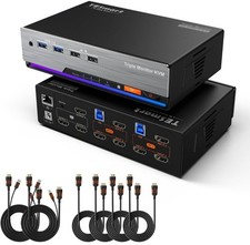 TESmart HKS202-M24-USBK 2-Port Dual HDMI KVM Switch 12V picture