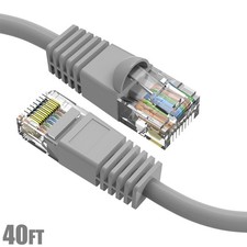 40FT Cat6 RJ45 Network LAN Ethernet Booted UTP Patch Cable 24AWG Copper Gray picture