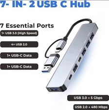7-in-2 USB C Hub, Aluminum Multiport Adapter With USB C + USB A to USB C picture