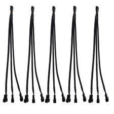 5Pcs 4 Pin PWM Fan Splitter Cable Black Sleeved Case Fan Braided Adapter Cabl... picture
