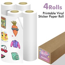 Koala Printable Vinyl Sticker Paper 4 Rolls Glossy 13 InX32.8 FT Inkjet Printers picture