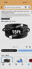 CLEEFUN 15ft USB-C to USB-C Braided Fast Charge Cable 60W PD Black (4-Pack) picture
