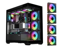 SAMA SV01BK SV01 Mid Tower PC Case with ARGB Fans and Dual Tempered Glass Black picture