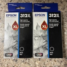 (2) Genuine Epson 312XL Black Ink Cartridges Expiration 07/2026 New picture