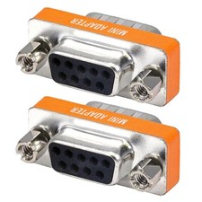 2 Pcs DB9 DB 9 RS-232 Male to Female Mini Null Modem Coupler Adapter Converter picture