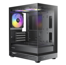Okinos Aqua Uno Micro-ATX PC Case Black Panoramic Tempered Glass NEW Sealed picture