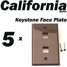 5 X Faceplate 2 Port Keystone Jack RJ45 CAT5 CAT5e CAT6 Network Wall Plate Black picture