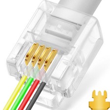 NECABLES 20Pack RJ11 Pass through Connector 6P4C Telephone Modular Plug 3 Prong. picture