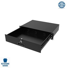 2U Server Rack Drawer 19 Inch Lockable Cold Rolled Steel 22 lb Capacity Black picture