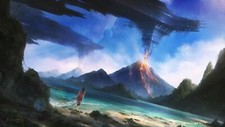 Landscape mountains sky planet eruption science fiction Custom Gaming Mat Desk picture