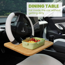2-in-1 Car Steering Wheel Tray Seat for Eating and Writing Laptop Work Bamboo picture