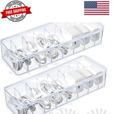 2 Pcs Cable Organizer Box with Wire Ties, Plastic Cord Storage Box with Lid, ... picture