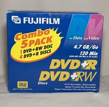 FujiFilm Combo 5 Pack DVD+RW and DVD+R Discs For Data & Video 4.7 GB Rewritable picture