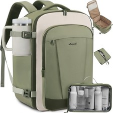 LOVEVOOK 40L Travel Backpack 40L-17.3Inch-3Pcs, Light Green-beige-olive Green picture