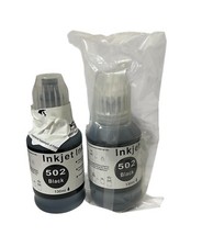 Epson 502 Black Ink Compatible 2 Pack 130ml Bottles EcoTank ET Series NEW Sealed picture