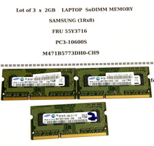 LOT OF 3 X 2GB    Laptop RAM  SAMSUNG  1RX8  2GB 2 GB EA. FRU 55Y3716 PC3-10600S picture