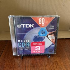 TDK Music CD-R Discs Slim Case 3 Pack 80 Minutes 16x Compatible SEALED picture
