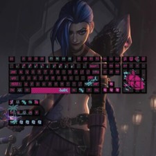 LoL League of Legends Jinx Heat Sublimation PBT Keycaps Game Esports Graffiti picture