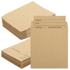 Library Pockets and Cards 100Pcs Vintage Brown 3.5 x 4.5 inches picture