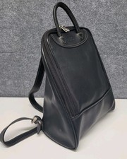 Vintage Samsonite Classic BLK Leather Slim Backpack Travel Laptop Bag Teardrop  picture