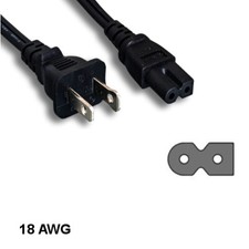 KNTK 10' Polarized AC Power Cable NEMA 1-15P to IEC60320 C7 18AWG 10A 125V UL picture