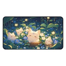 Kawaii Cat Desk Mat Cute Floral Forest Mouse Pad Large Gaming Desk Pad picture