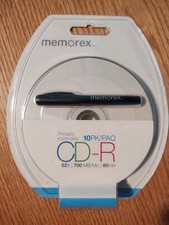 Memorex Printable CD-R 52x 700MB 80 Minute 10-Pack White Sealed with Pen picture
