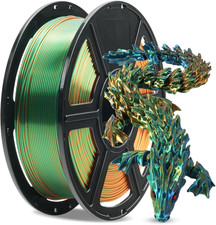 Silk Tri-Color PLA Filament 1.75mm Coextrusion Orange Green Blue Rainbow 3D picture