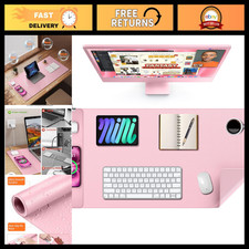 XXL Large Pink Leather Mouse Pad with 15W Wireless Charging, Desk Mat for Office picture