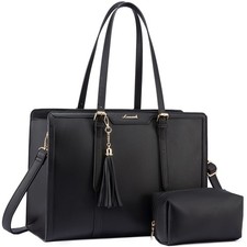 Laptop Bag for Women 15.6 inch Lightweight PU Tote Bag,...  picture