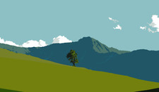 Landscape mountains green blue minimalism vector art Custom Gaming Mat Desk picture