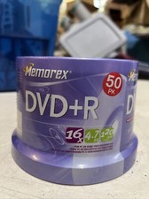 Memorex 50 Pack DVD+R 16X 4.7 GB 120 Minutes Spindle Blank Factory Sealed picture