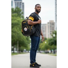 Mojo Licensing NFL Pittsburgh Steelers 19in Laptop Backpack Black Yellow L708 picture