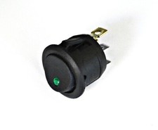 Rocker Switch 23mm 12VDC Black with Green LED 3 Prongs 10A picture