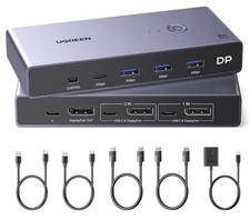 UGREEN DISPLAYPORT KVM SWITCH 2 IN 1 OUT DP1.4 with 4 USB 3.0 Ports TV PC 8K picture