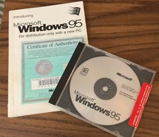 Microsoft Windows 95 CD/Certificate of Authenticity COA OEM MPN & Manual Vintage picture