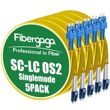 3M 10ft OS2 LC To SC Fiber Patch Cable Single Mode Duplex LSZH 5 Pack picture