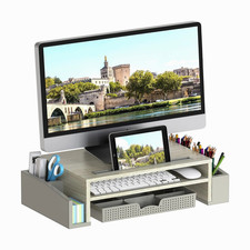 Simple Houseware Desk Monitor Stand Riser with Adjustable Organizer Tray (Maple) picture