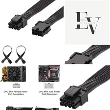 Durable 12 Inch 8 Pin Power Extension Cable, Male to Female - 2 Packs Included picture
