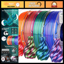 Shiny Dual Color Silk PLA 3D Printer Filament Bundle - 1.75mm Multi-Color Pack, picture