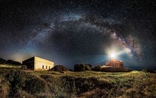 Landscape nature lighthouse milky way starry night space Custom Gaming Mat Desk picture