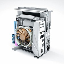 SOC-KF-D CNC Aluminum Mini ITX Open Frame PC Case w/ PCIe 4.0 Riser Cable Black picture