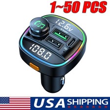 Bluetooth 5.0 Car Wireless FM Transmitter Adapter USB PD Charger AUX Hands LOT picture