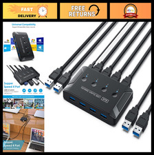 4-Port USB 3.0 Sharing Switch, 5Gbps High-Speed Selector for 4 Computers, LED In picture