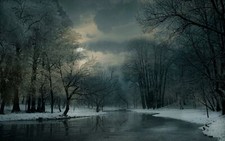 Landscape nature winter river clouds snow forest frost Custom Gaming Mat Desk picture