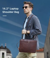 Retro Crazy Horse Leather Shoulder Bag Multifunctional Notebook Handbag picture