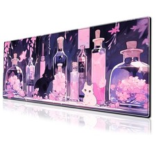 Cute Anime Cat Gaming Pad Pink Kawaii Large Desk Mat, 31.5x11.8 Inch Mousepad... picture