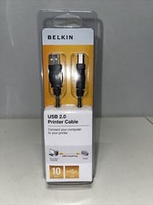 BELKIN USB 2.0 Printer Cable 10’ Connect Computer To Printer PC Mac-FREE SHIP picture
