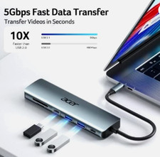 Acer USB C Hub, 7 in 1 Multi-Port Adapter for Laptop, 4K, HDMI Splitter NIB picture