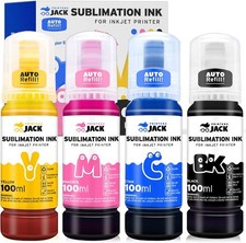 Printers Jack 4x100ml Sublimation Ink Auto 400ml, Black/Cyan/Magenta/Yellow  picture